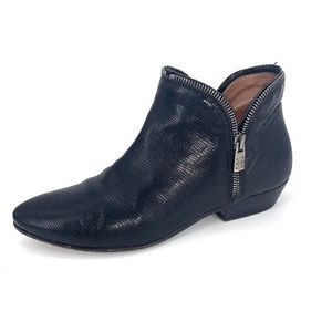 Pantanetti Italian Ankle Boots Black Leather Biker Duel Zip Western Size 6